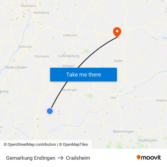 Gemarkung Endingen to Crailsheim map