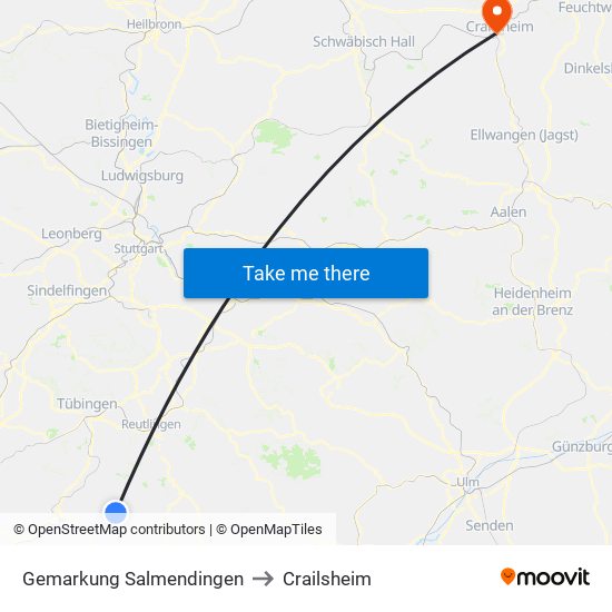 Gemarkung Salmendingen to Crailsheim map