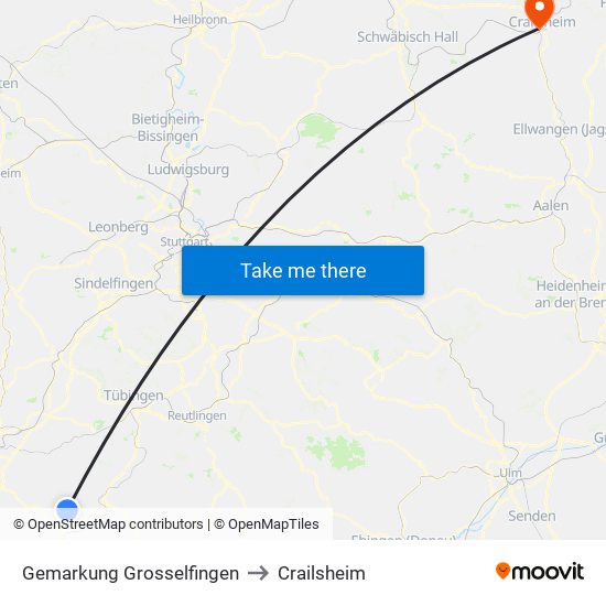 Gemarkung Grosselfingen to Crailsheim map