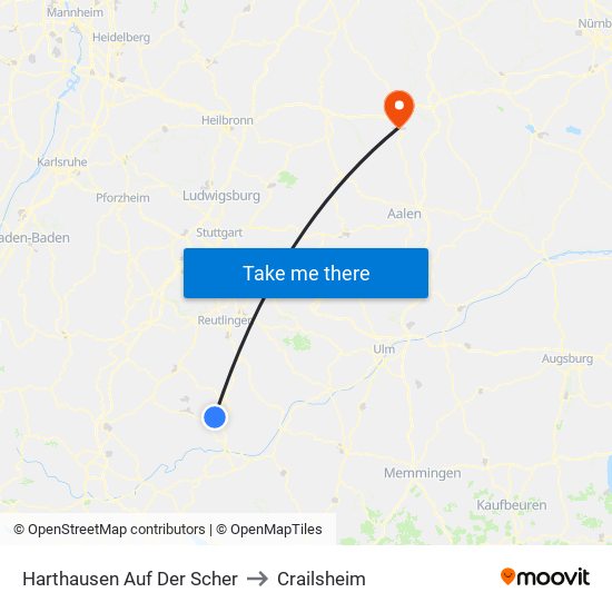 Harthausen Auf Der Scher to Crailsheim map