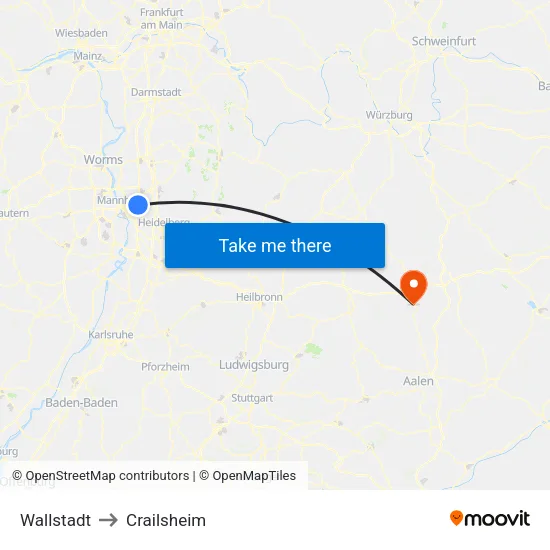 Wallstadt to Crailsheim map