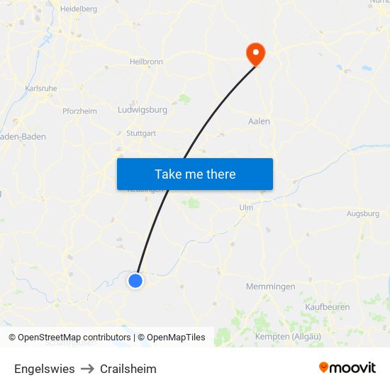 Engelswies to Crailsheim map
