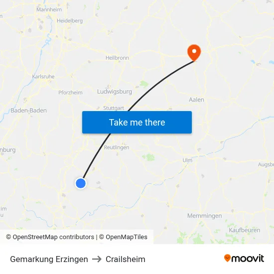 Gemarkung Erzingen to Crailsheim map
