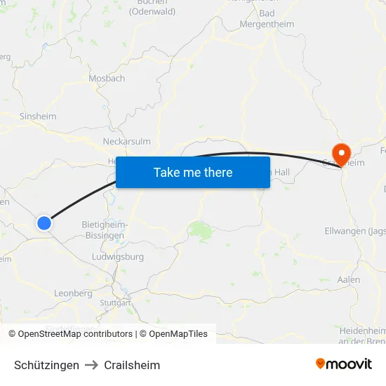 Schützingen to Crailsheim map
