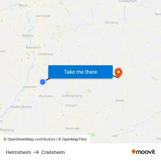 Helmsheim to Crailsheim map