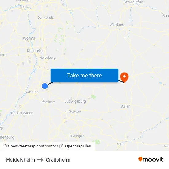 Heidelsheim to Crailsheim map