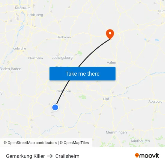 Gemarkung Killer to Crailsheim map