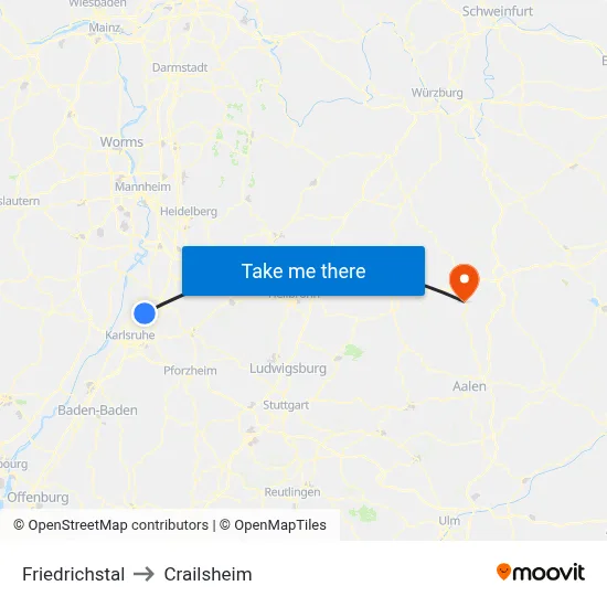 Friedrichstal to Crailsheim map