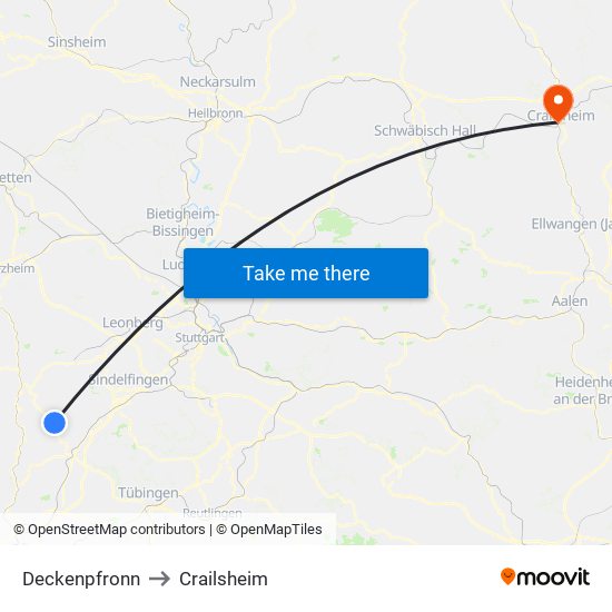 Deckenpfronn to Crailsheim map