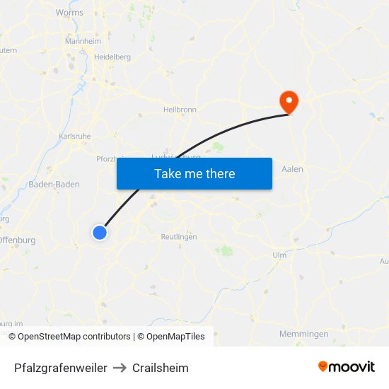 Pfalzgrafenweiler to Crailsheim map