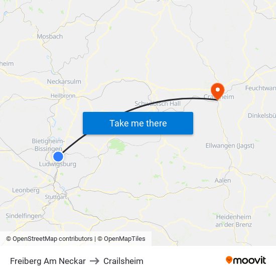 Freiberg Am Neckar to Crailsheim map
