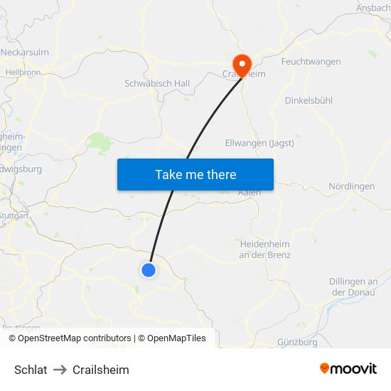 Schlat to Crailsheim map