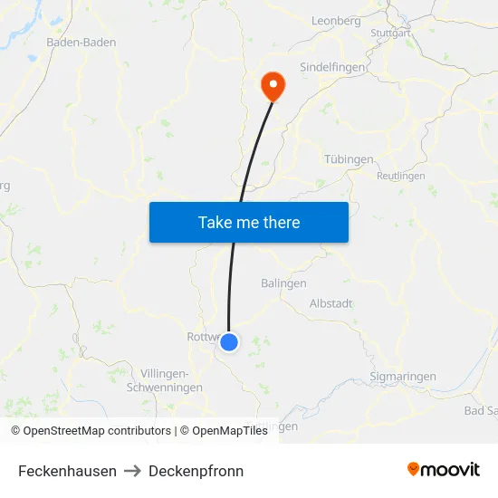 Feckenhausen to Deckenpfronn map