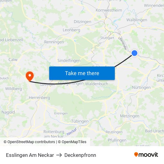 Esslingen Am Neckar to Deckenpfronn map