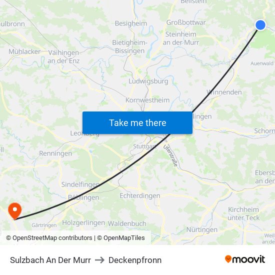 Sulzbach An Der Murr to Deckenpfronn map