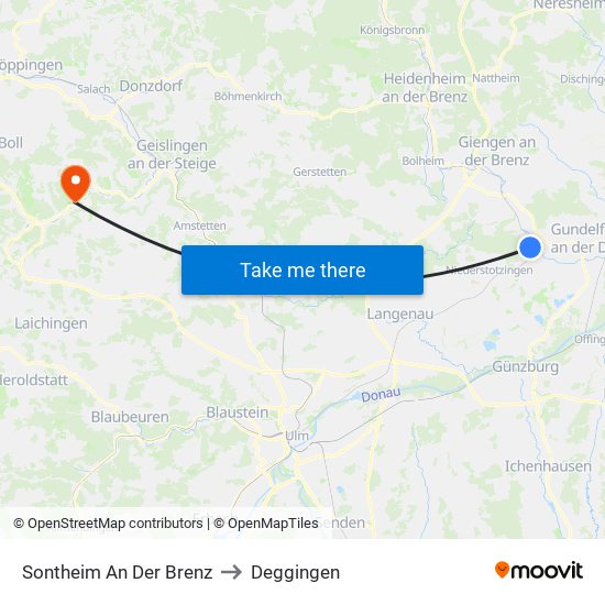 Sontheim An Der Brenz to Deggingen map