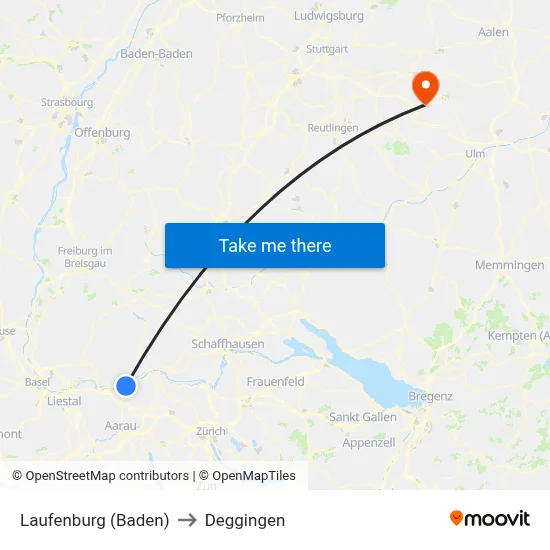 Laufenburg (Baden) to Deggingen map
