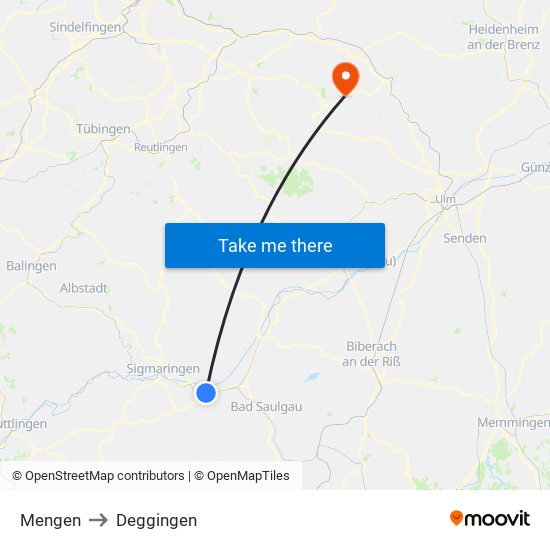 Mengen to Deggingen map