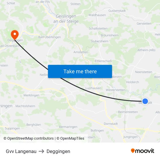 Gvv Langenau to Deggingen map