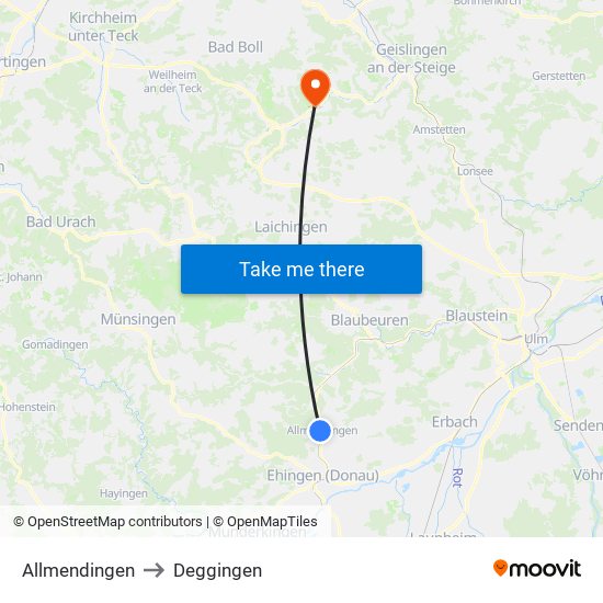Allmendingen to Deggingen map