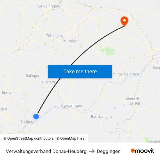 Verwaltungsverband Donau-Heuberg to Deggingen map