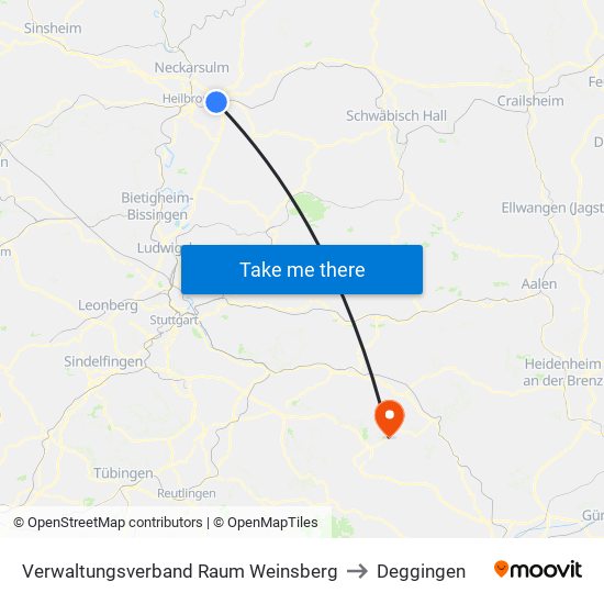Verwaltungsverband Raum Weinsberg to Deggingen map