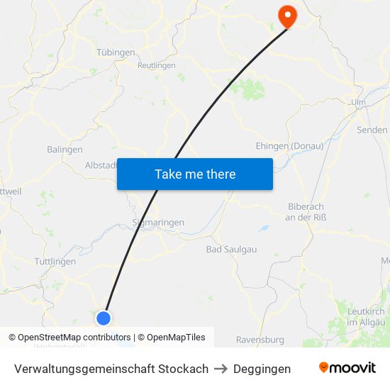 Verwaltungsgemeinschaft Stockach to Deggingen map