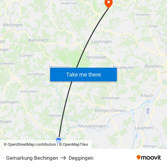 Gemarkung Bechingen to Deggingen map