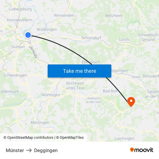 Münster to Deggingen map