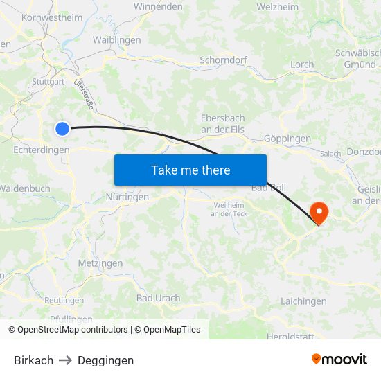 Birkach to Deggingen map