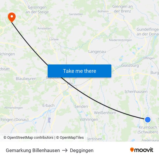 Gemarkung Billenhausen to Deggingen map