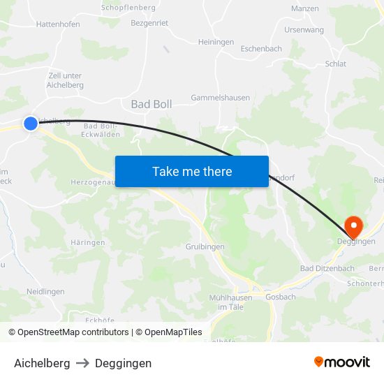 Aichelberg to Deggingen map