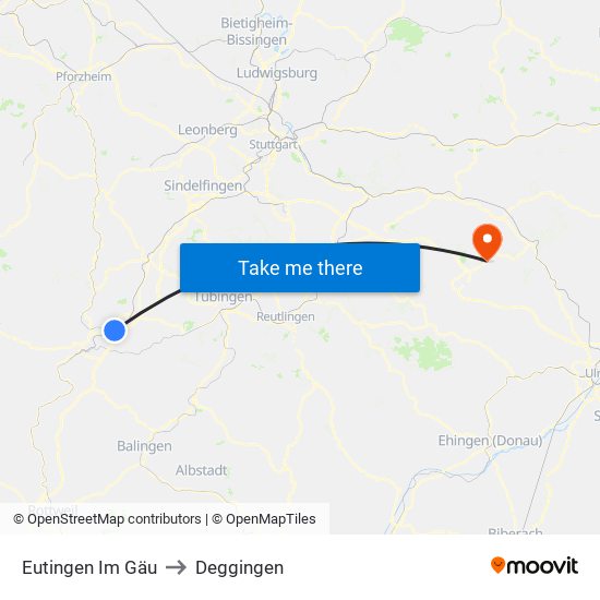 Eutingen Im Gäu to Deggingen map