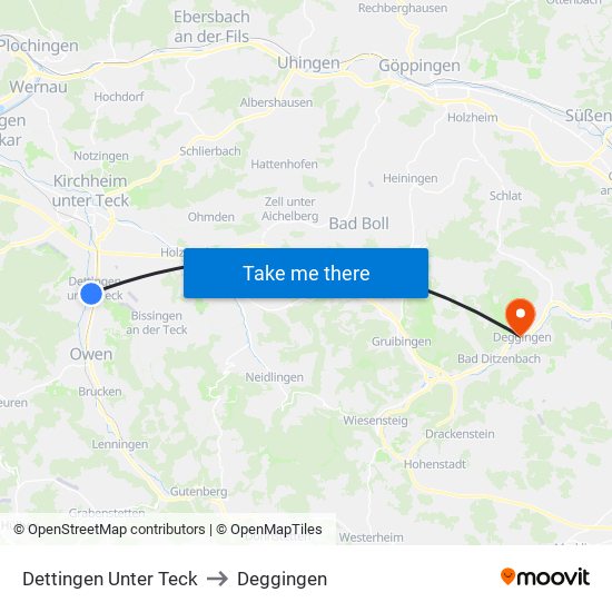 Dettingen Unter Teck to Deggingen map