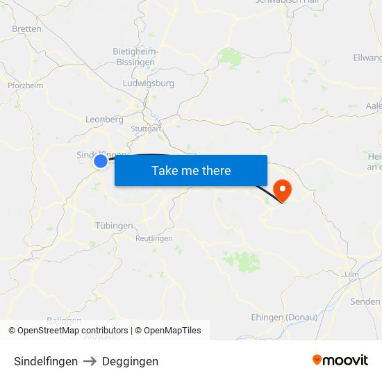 Sindelfingen to Deggingen map