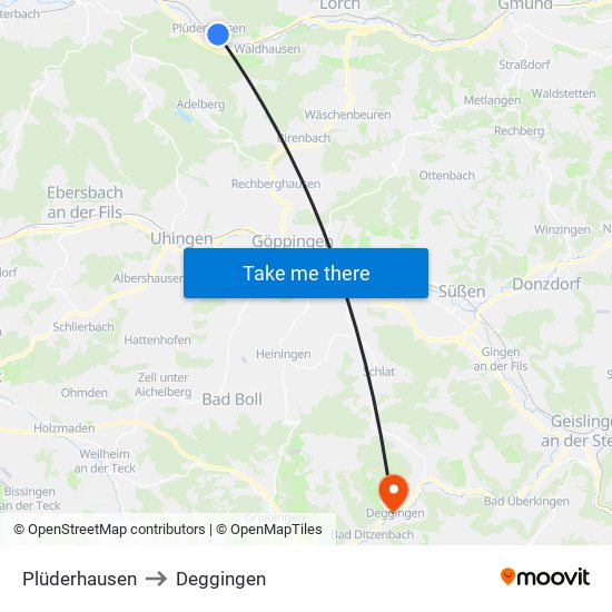 Plüderhausen to Deggingen map