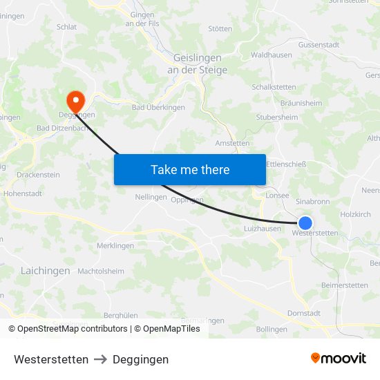 Westerstetten to Deggingen map