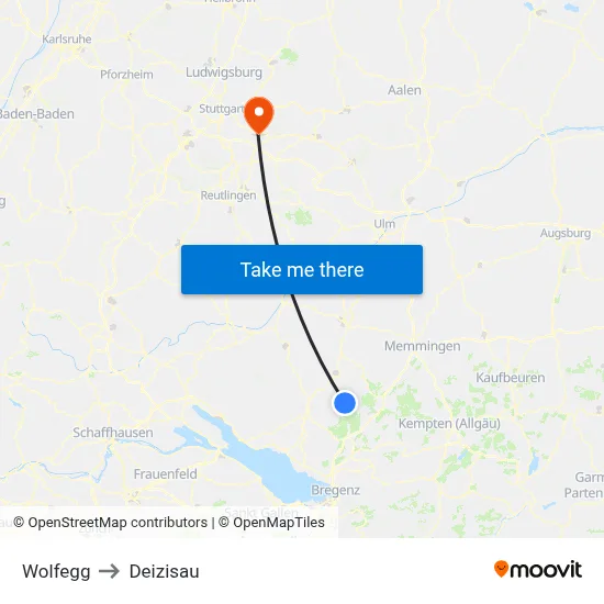 Wolfegg to Deizisau map