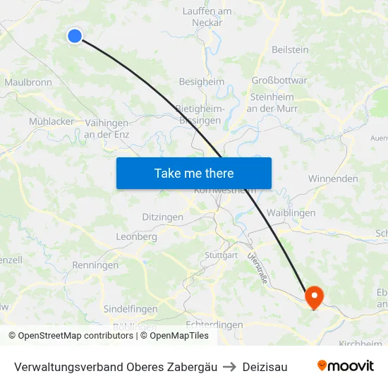 Verwaltungsverband Oberes Zabergäu to Deizisau map