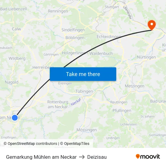 Gemarkung Mühlen am Neckar to Deizisau map
