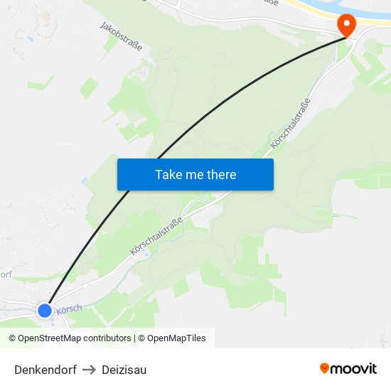 Denkendorf to Deizisau map