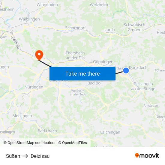 Süßen to Deizisau map