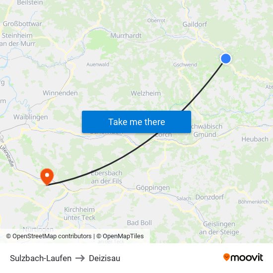 Sulzbach-Laufen to Deizisau map