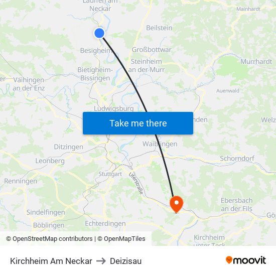 Kirchheim Am Neckar to Deizisau map