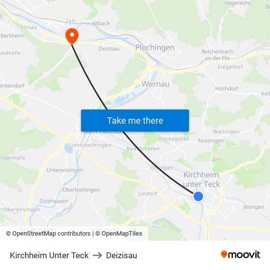 Kirchheim Unter Teck to Deizisau map