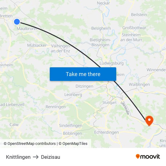 Knittlingen to Deizisau map