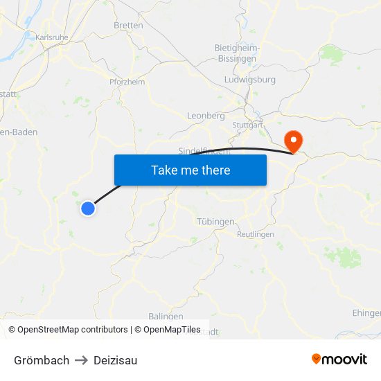 Grömbach to Deizisau map