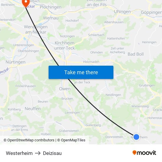 Westerheim to Deizisau map