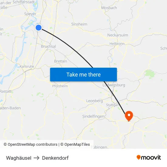 Waghäusel to Denkendorf map
