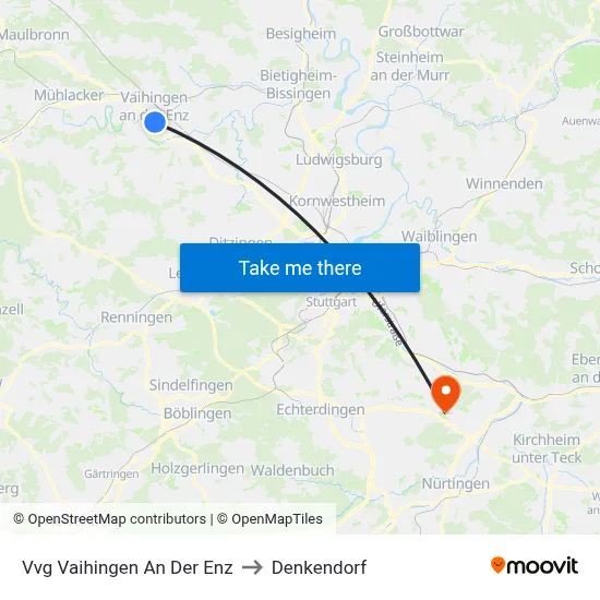 Vvg Vaihingen An Der Enz to Denkendorf map
